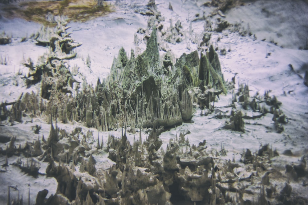 aerial view photography of rock formations