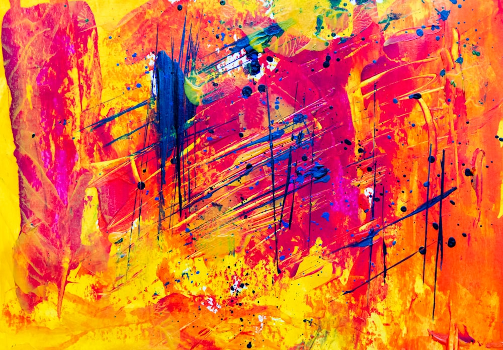 yellow and red abstract painting