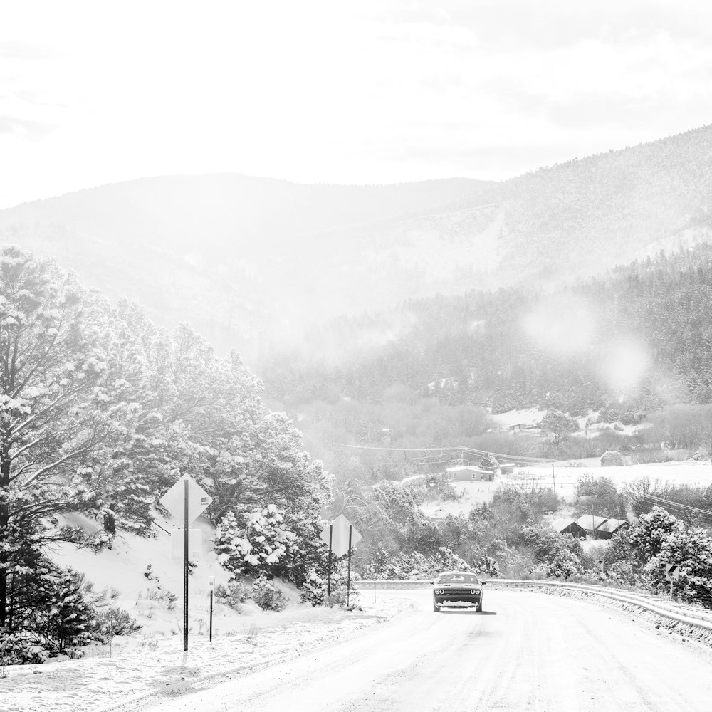 vehicle on road covered with snow