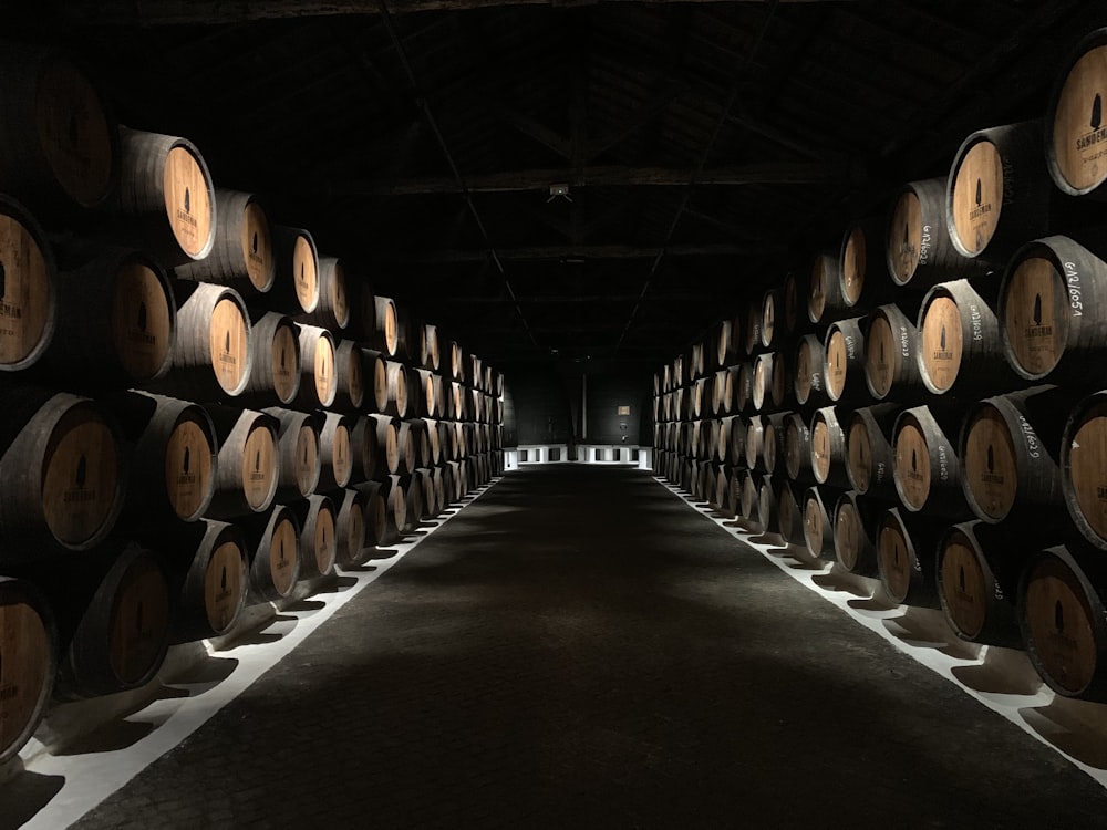 warehouse of barrels