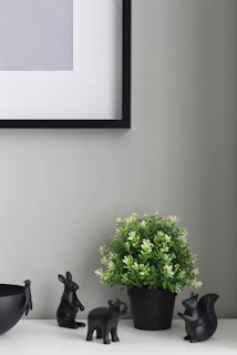 Bright kitchen adorned with a series of minimalist animal line drawings from designs by rlspang.