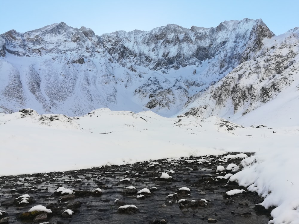 body f=of water between snow-covered field