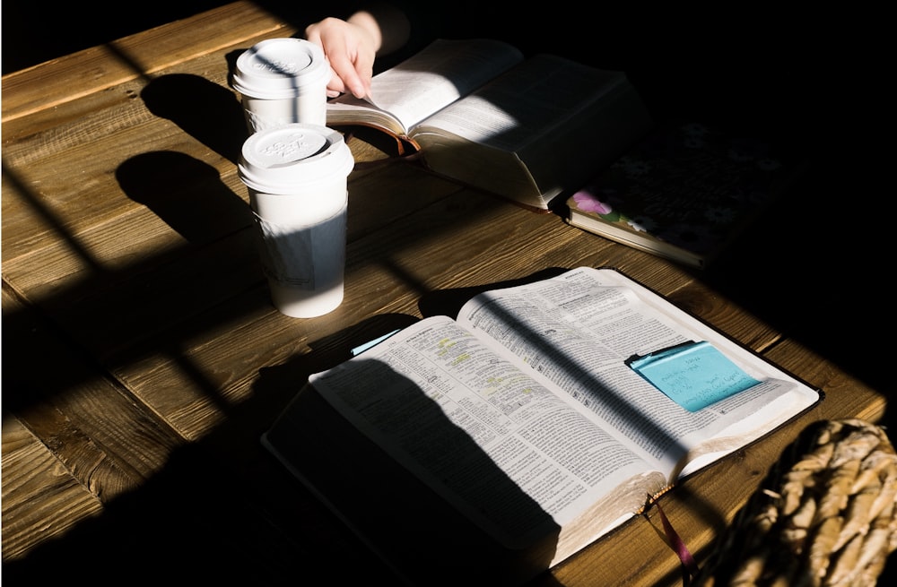 open wide book on desk