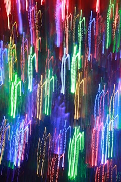 green, blue, and red abstract painting