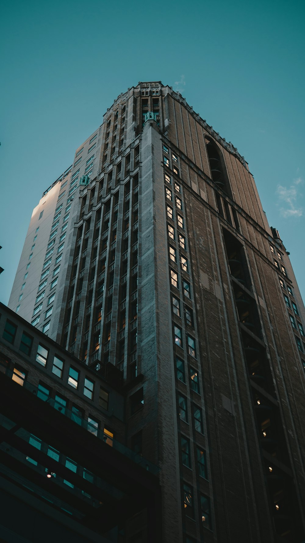 gray building in low-angle photo