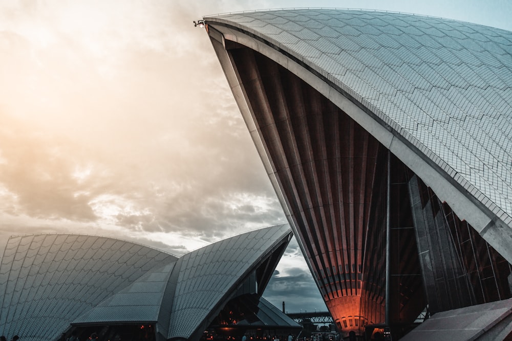 Sydney Opera under white clouds