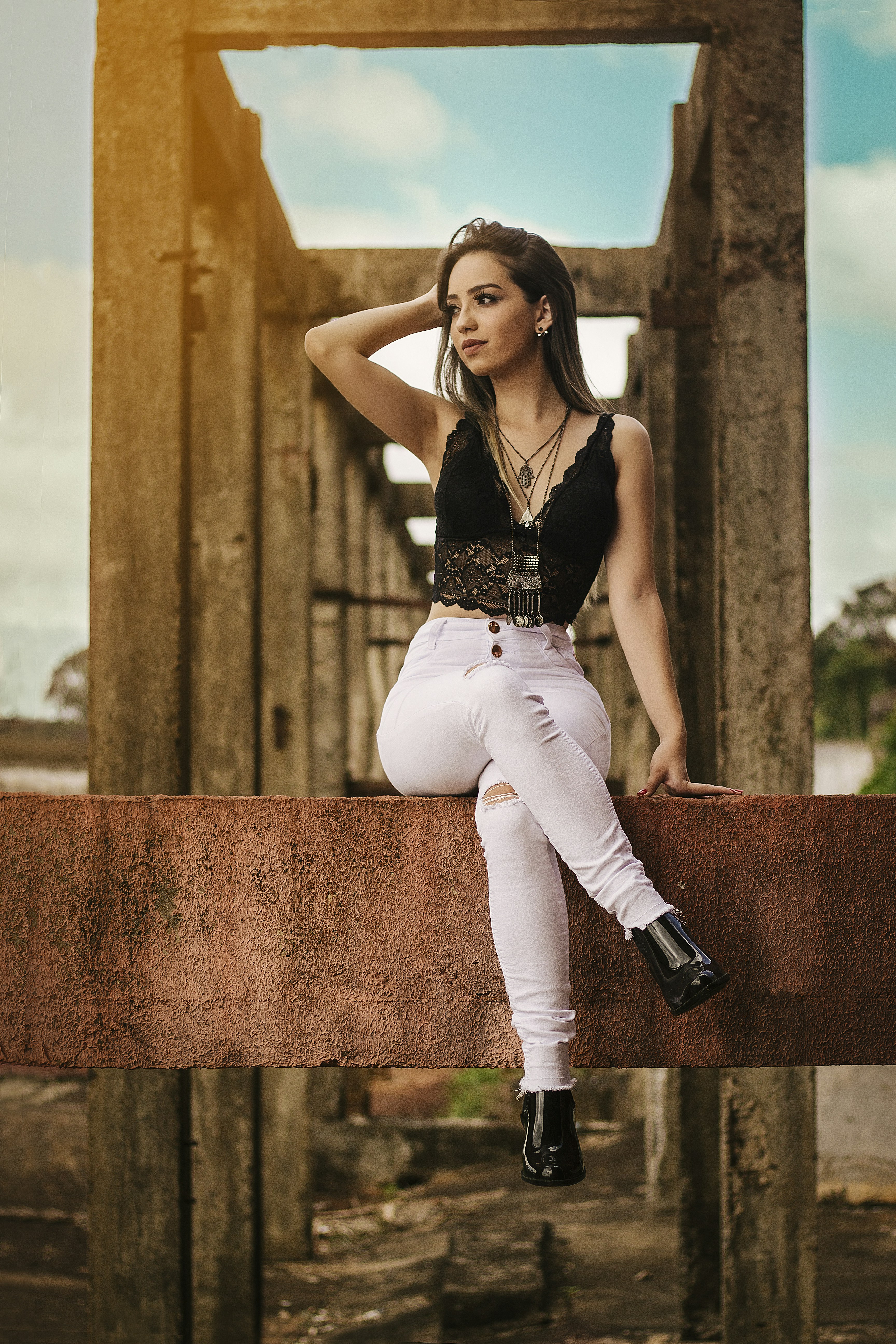 woman sitting with crossed legs
