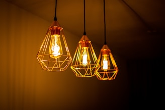three Edison pendant lamps