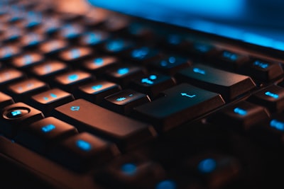 closeup photo of computer keyboard computer zoom background