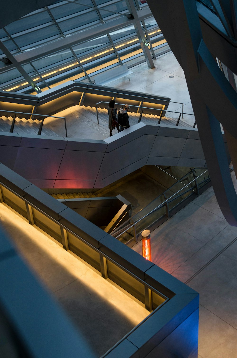 person walking on stairs