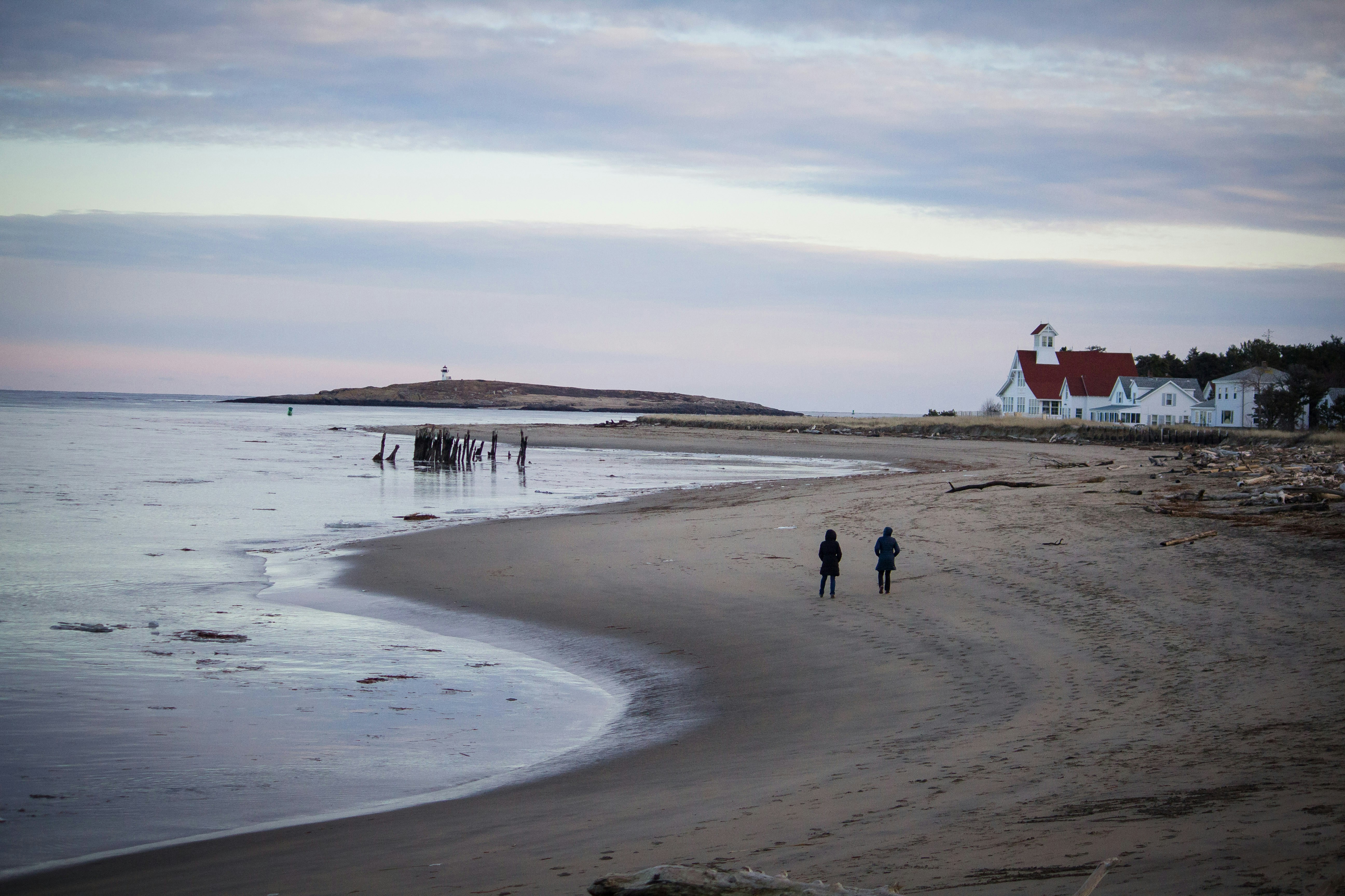 two person walking on seashore during daytime