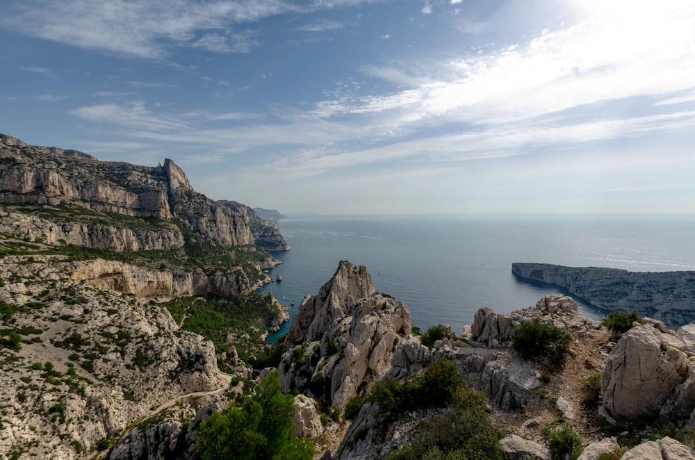 gray cliff near ocean