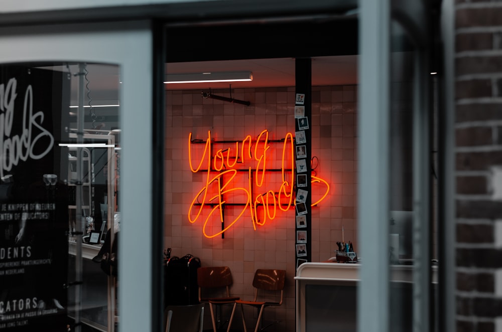 young blood neon signage