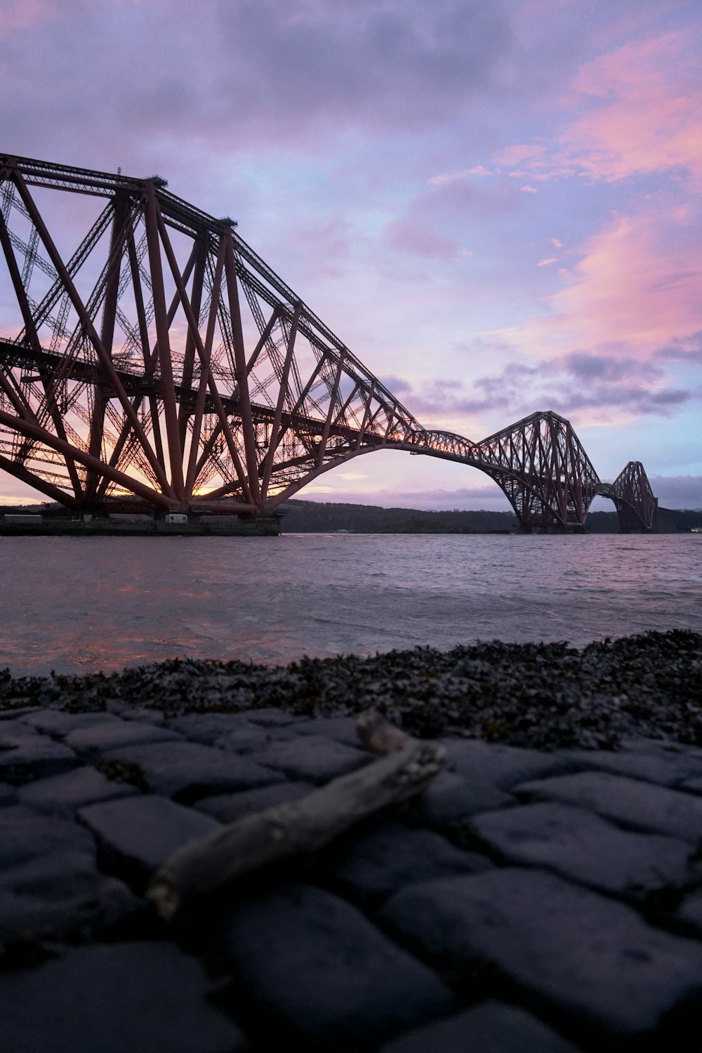 brown metal bridge over water