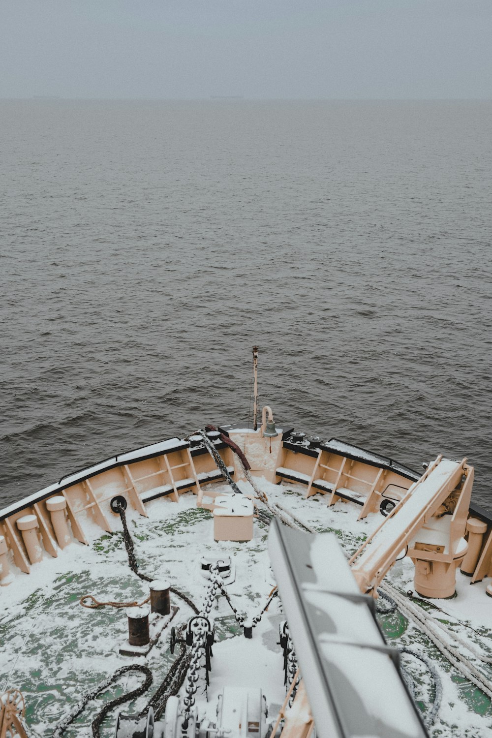 brown ship on sea