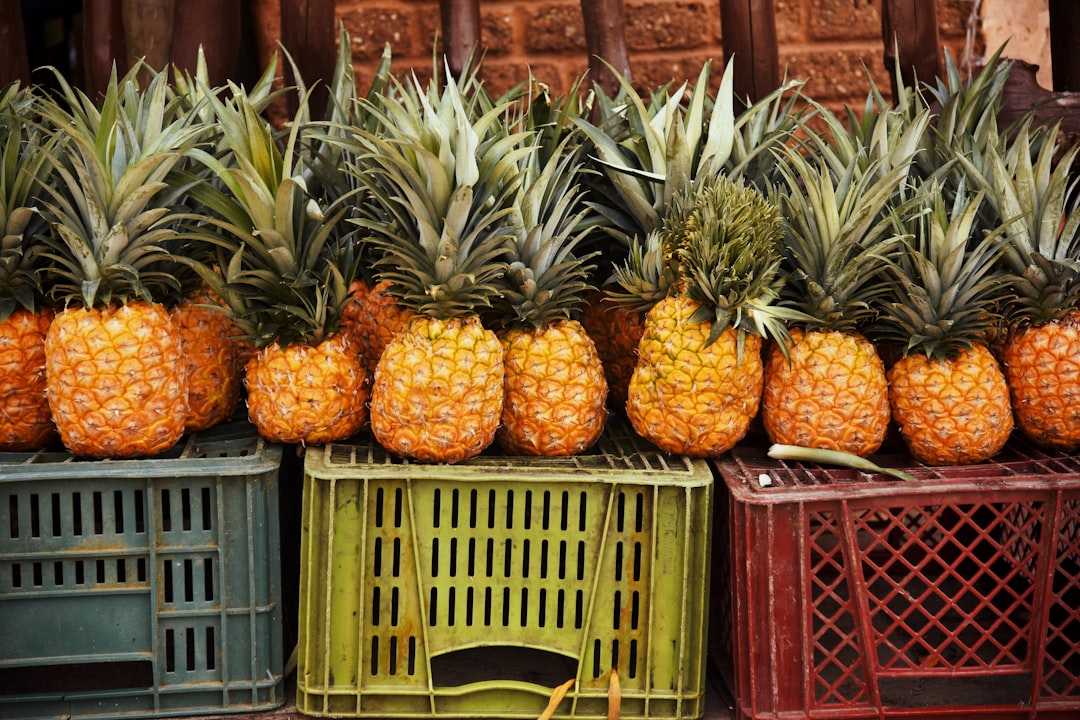 pineapple on crates