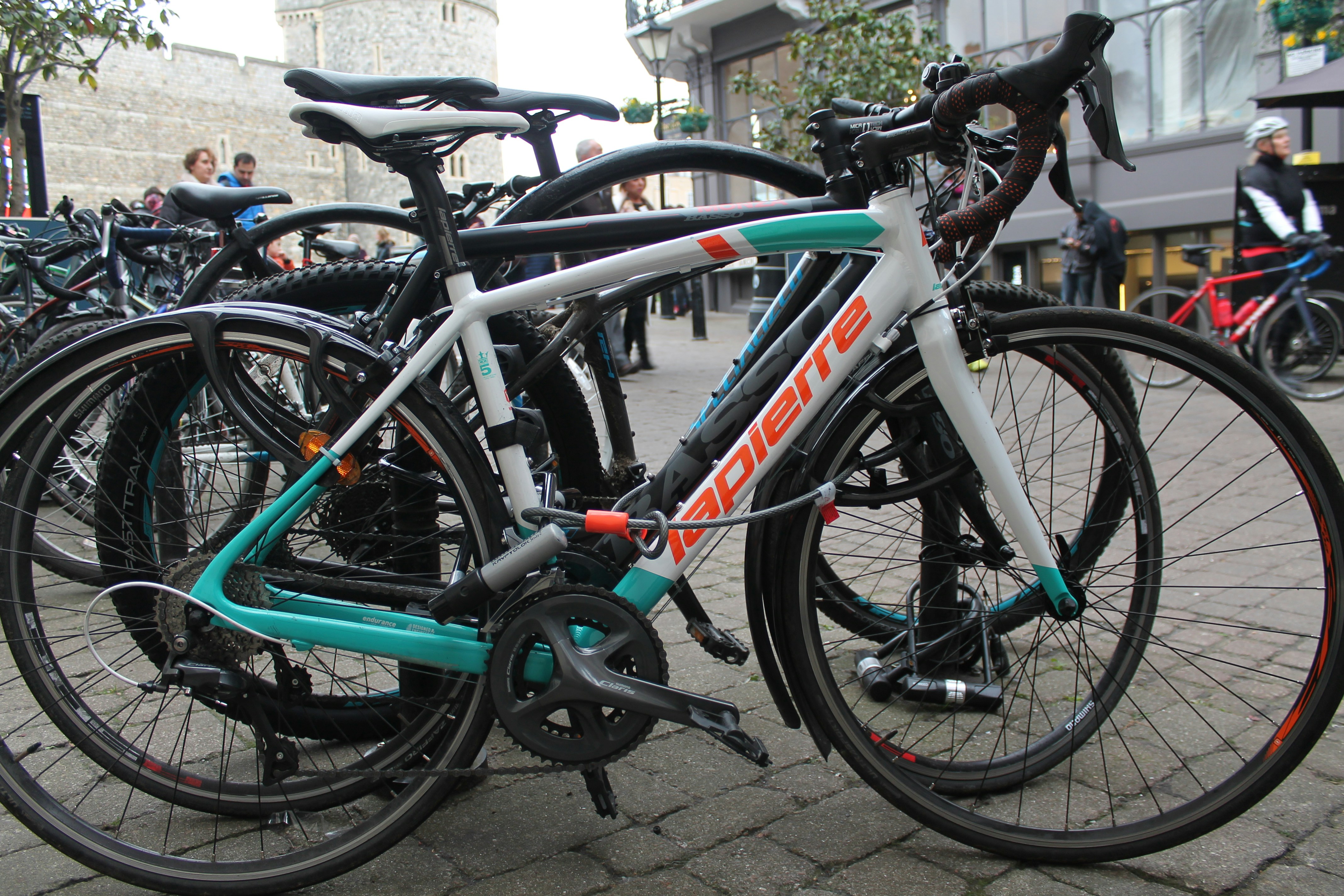 Bikes locked up in the city