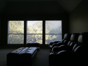 Light-blocking blackout curtains perfect for a restful home theater
