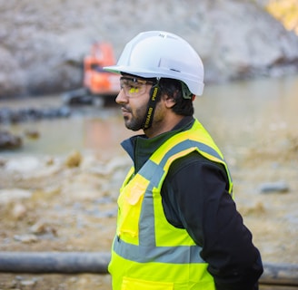 man wearing safety suit standing outdoors