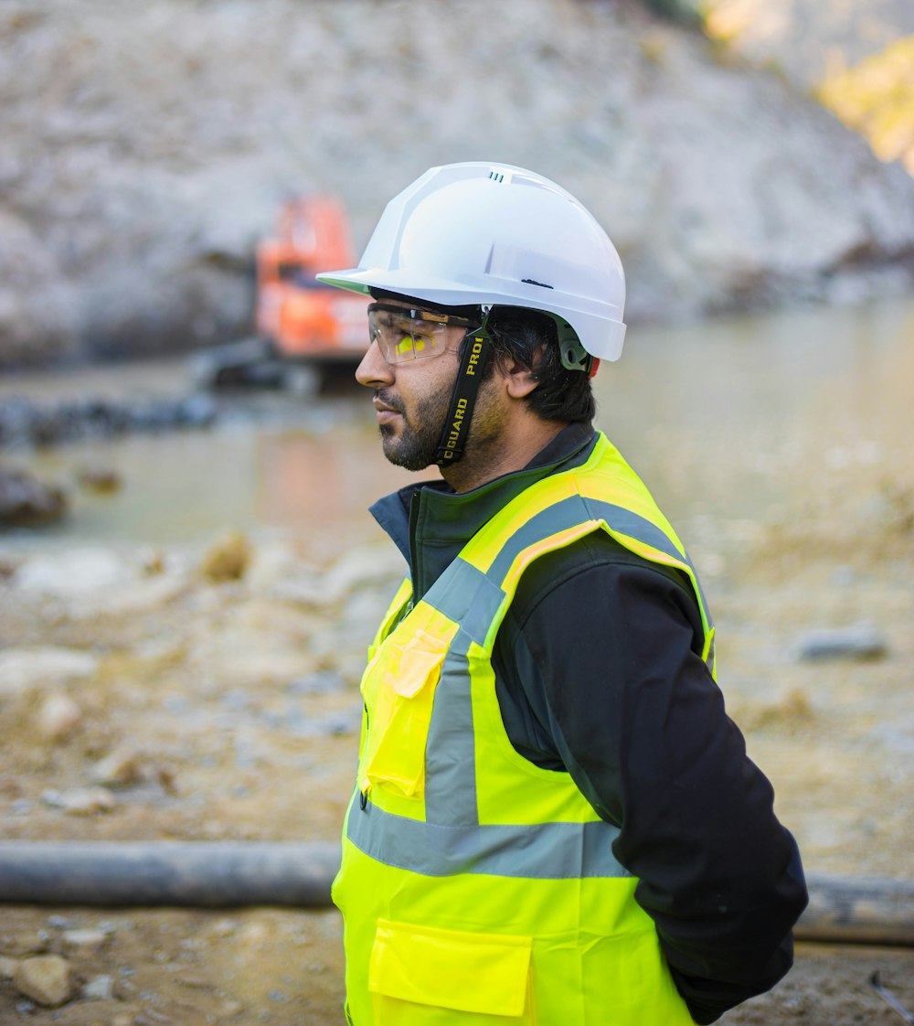 man wearing safety suit standing outdoors