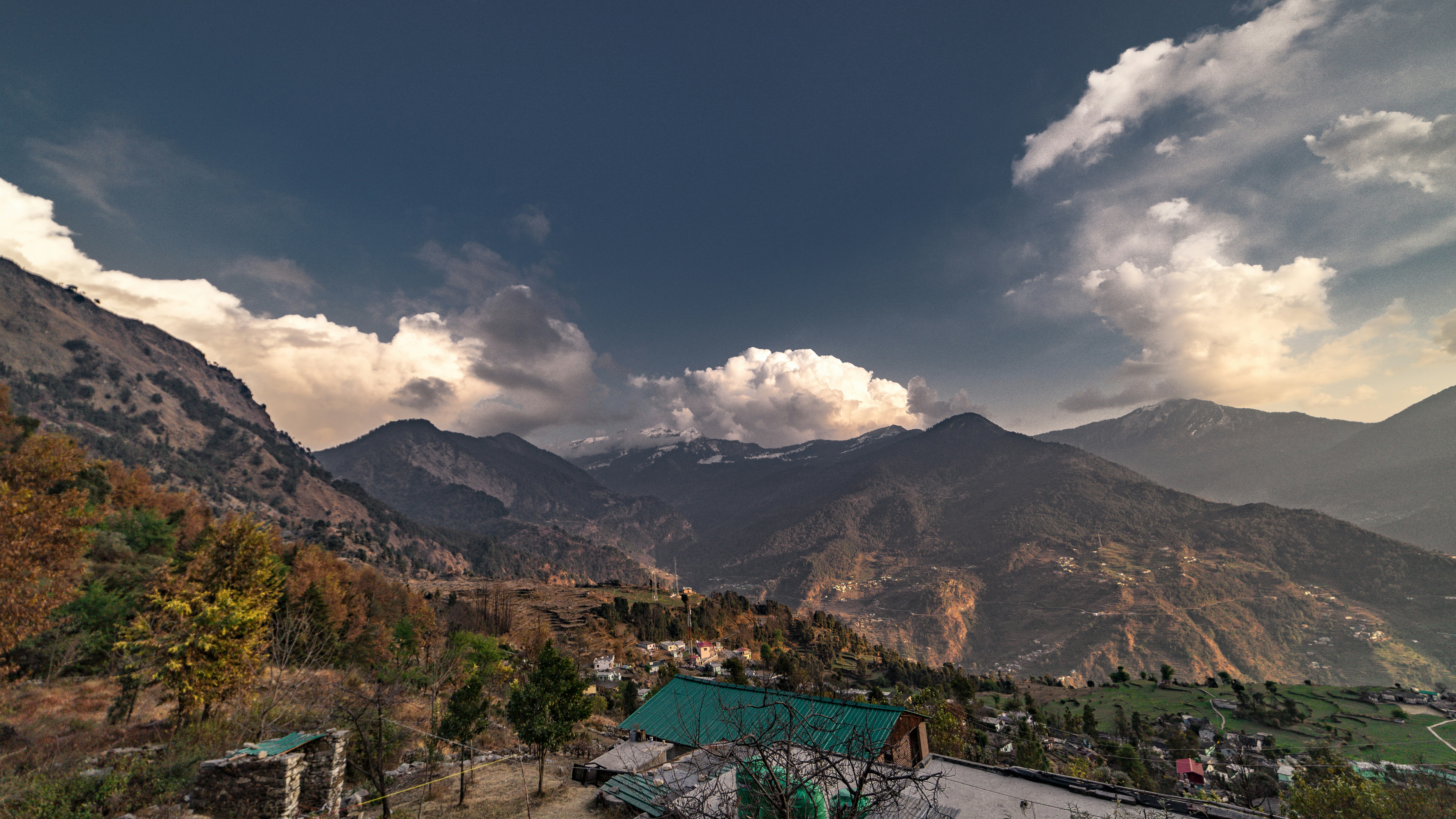 Chandrashila summit and Sari village, captured during trek to Deoria trek.