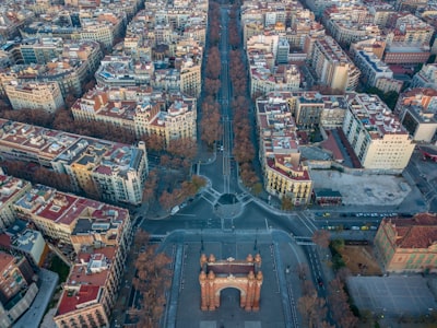aerial view photography of city barcelona teams background