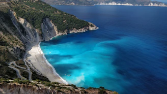 aerial seashore mountain