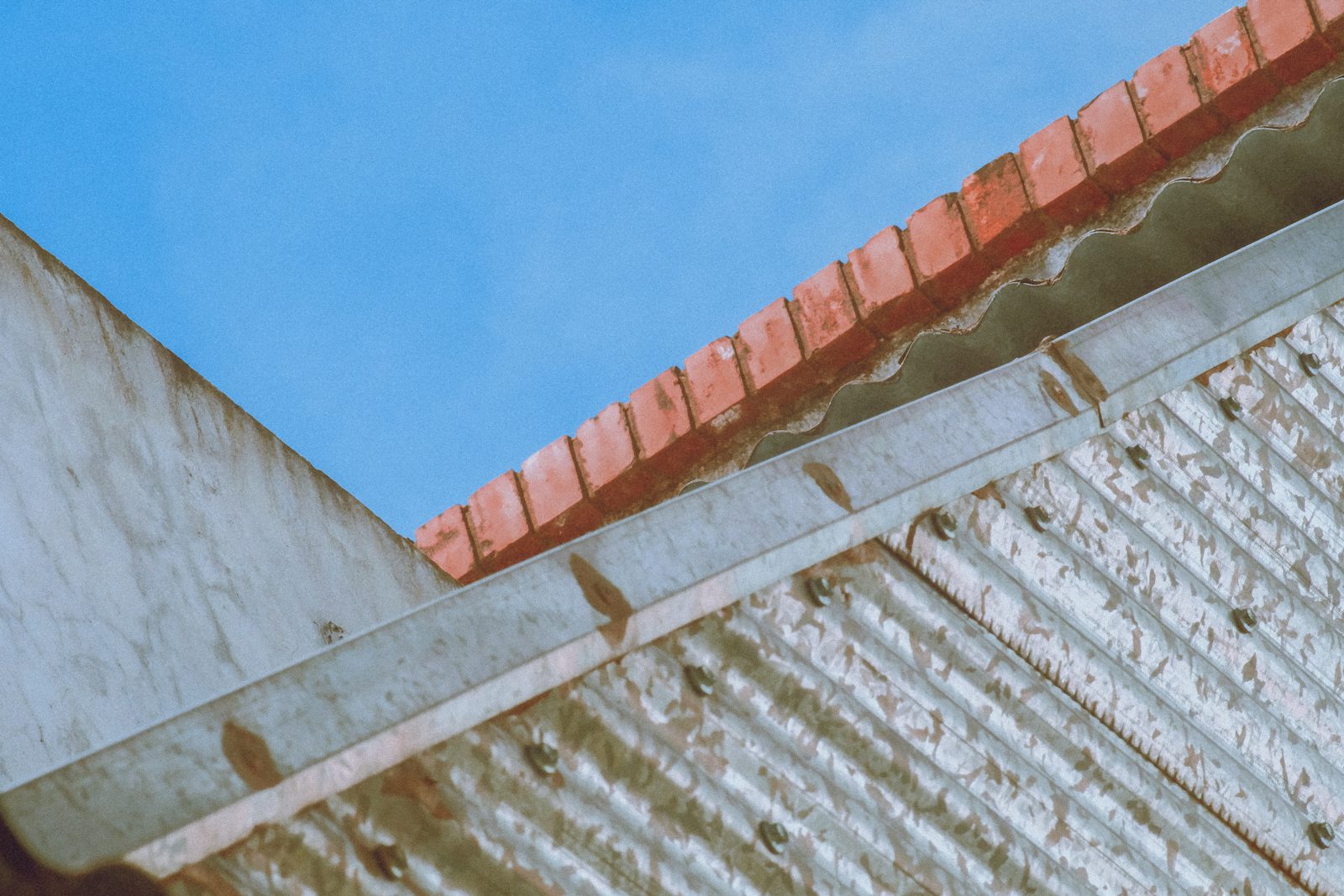 Metal flashing detail on a roof