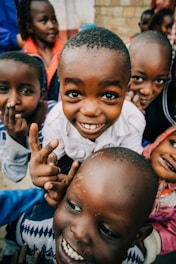 Happy African children in horizontal shot