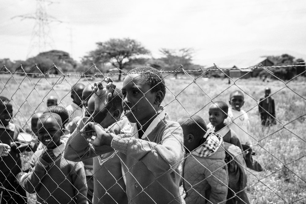 group of children inside fence