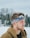 man with blue and white headband