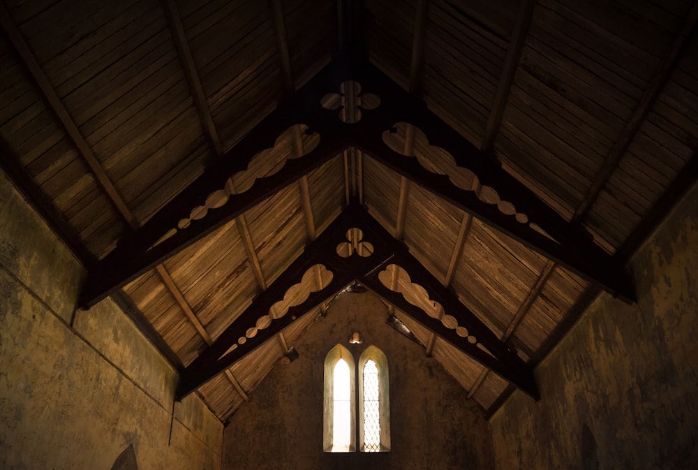 low angle photography of church ceiling