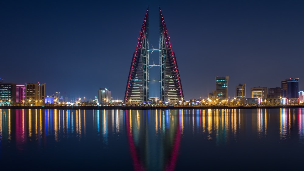 buildings at night