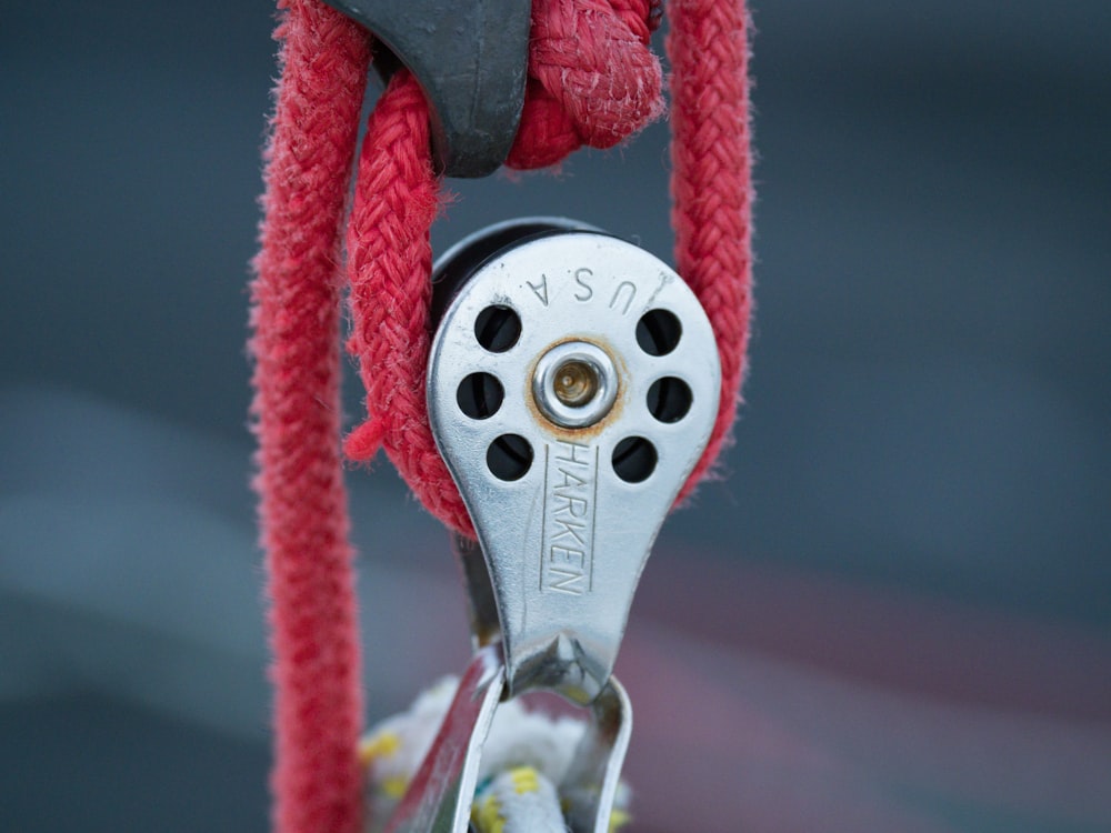 red rope in pulley