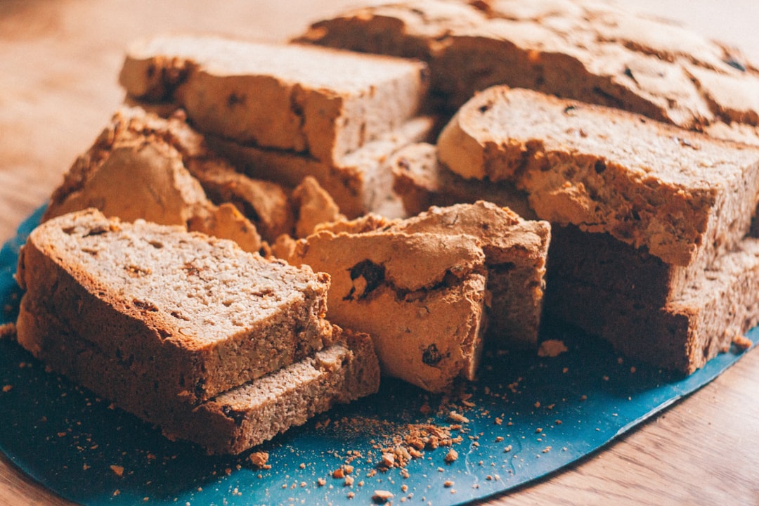 baked bread on blue mat