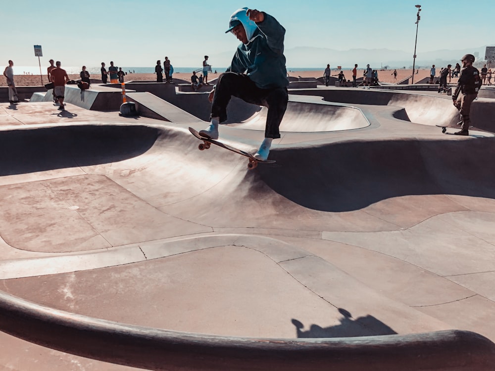 person skateboards on park track