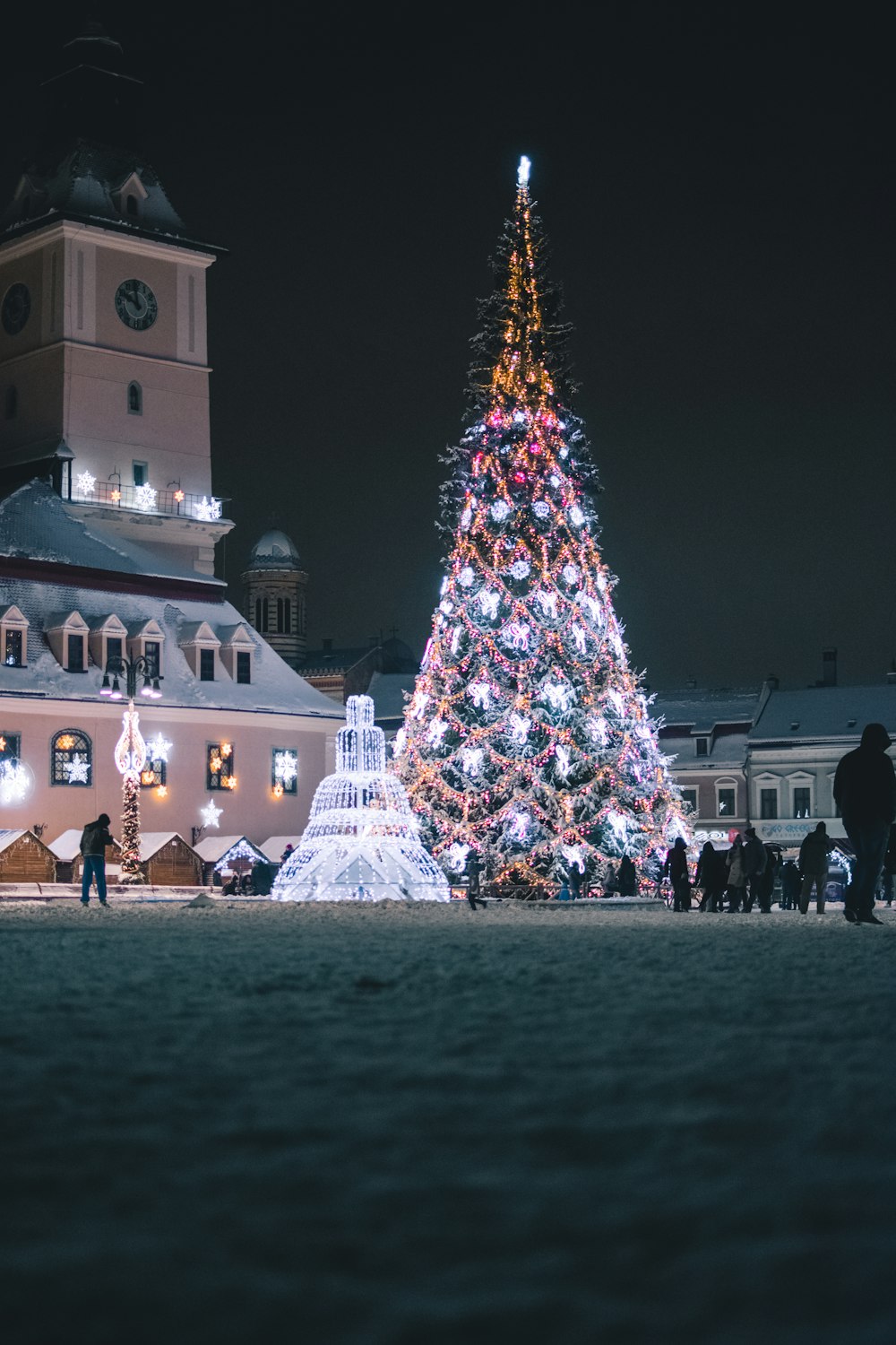 lighted giant Christmas tree
