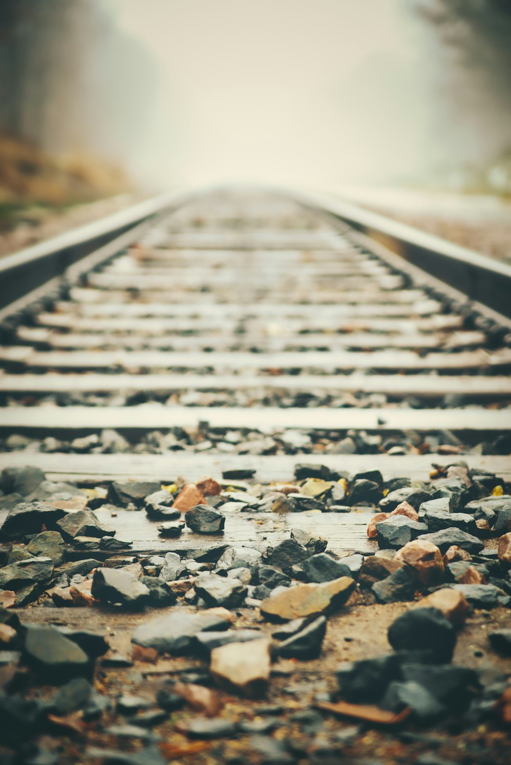 stones on train rails