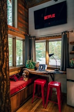black flat screen TV