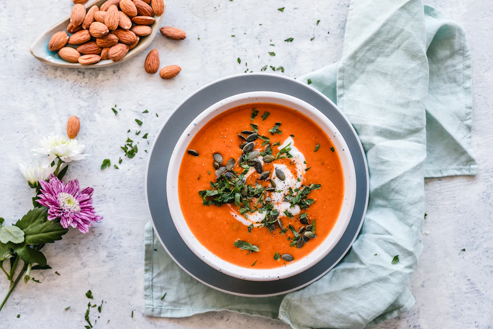 Warm colorful vegetable soup