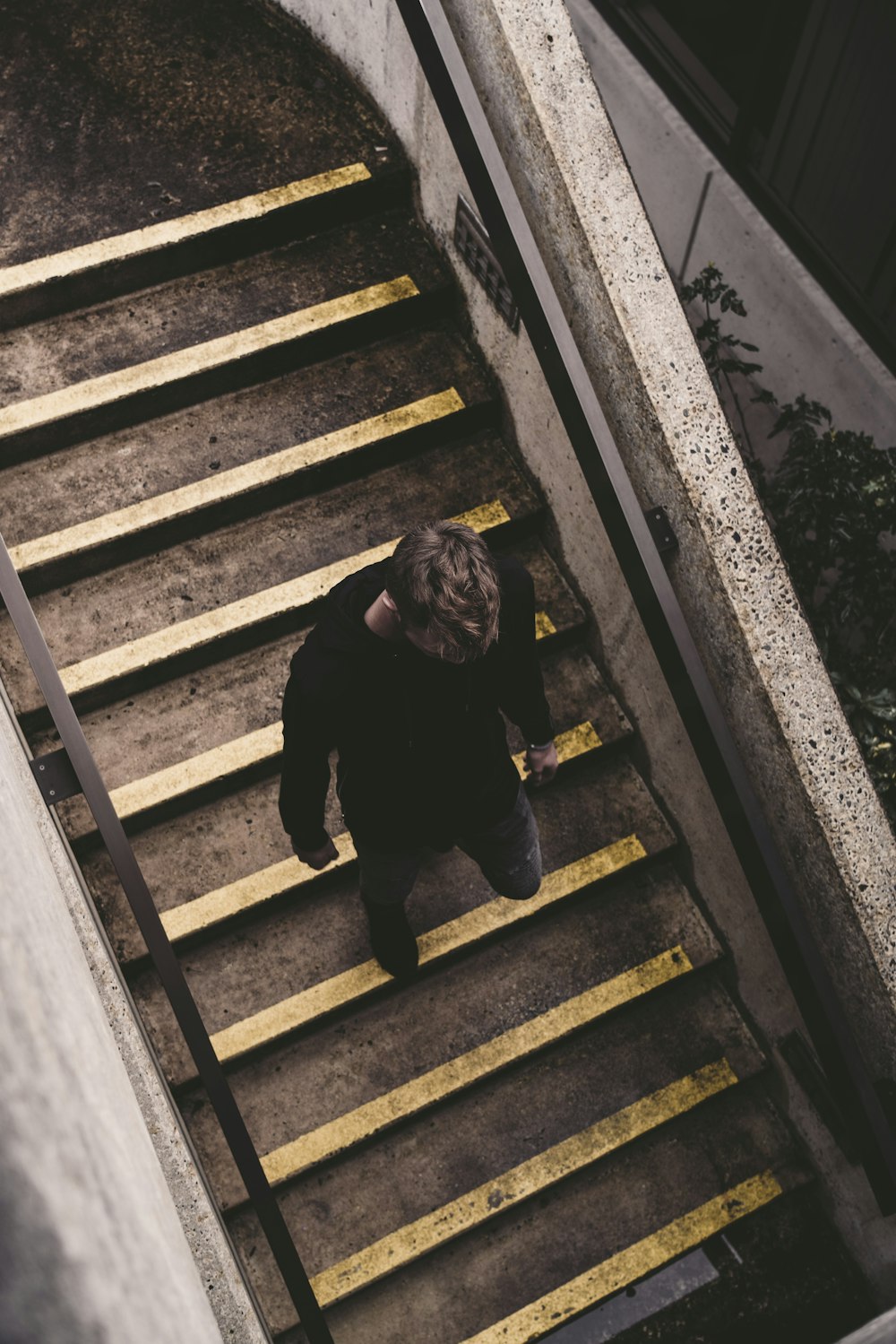 man walking on stairs