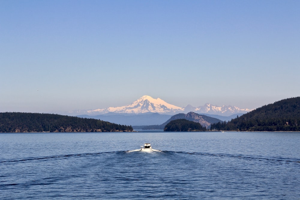 white motorboat on water