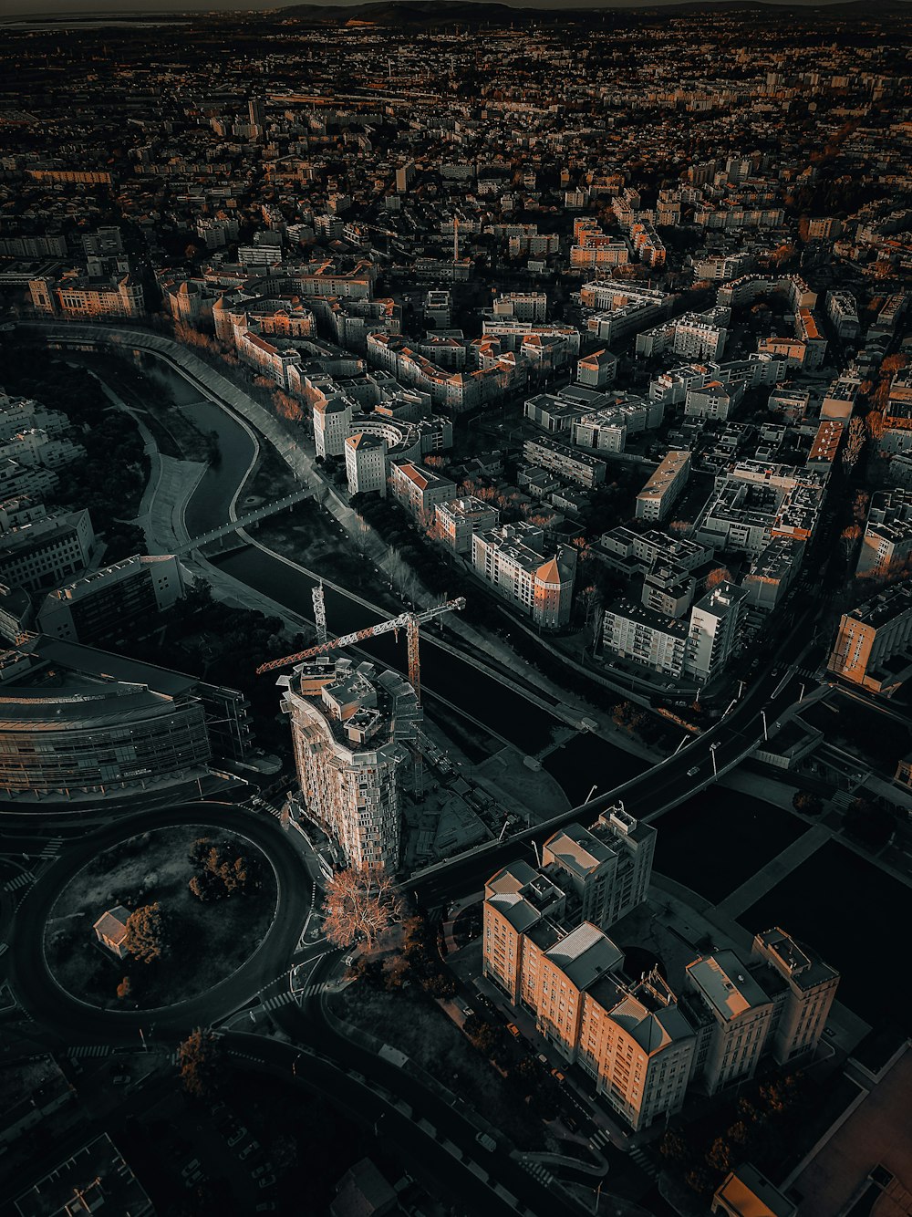 aerial photo of city during golden hour