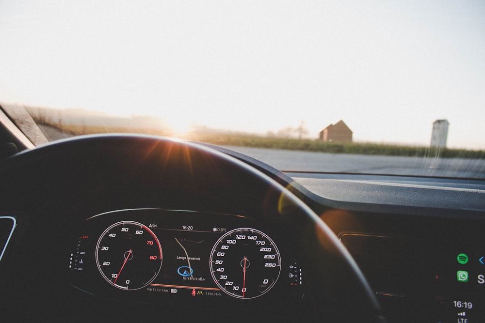 vehicle dashboard turned on