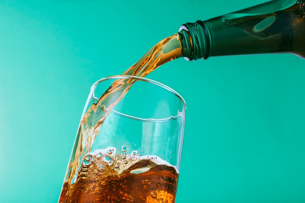 drink poured in clear drinking glass