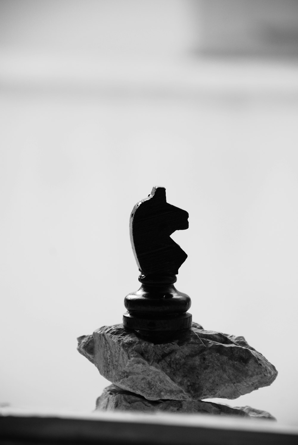fotografia em tons de cinza do xadrez cavaleiro