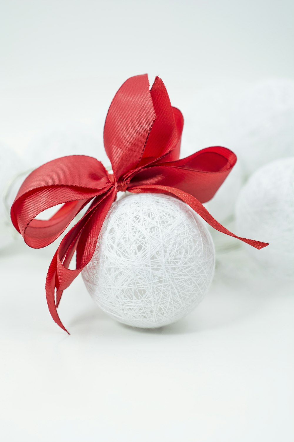 white and red ball decor
