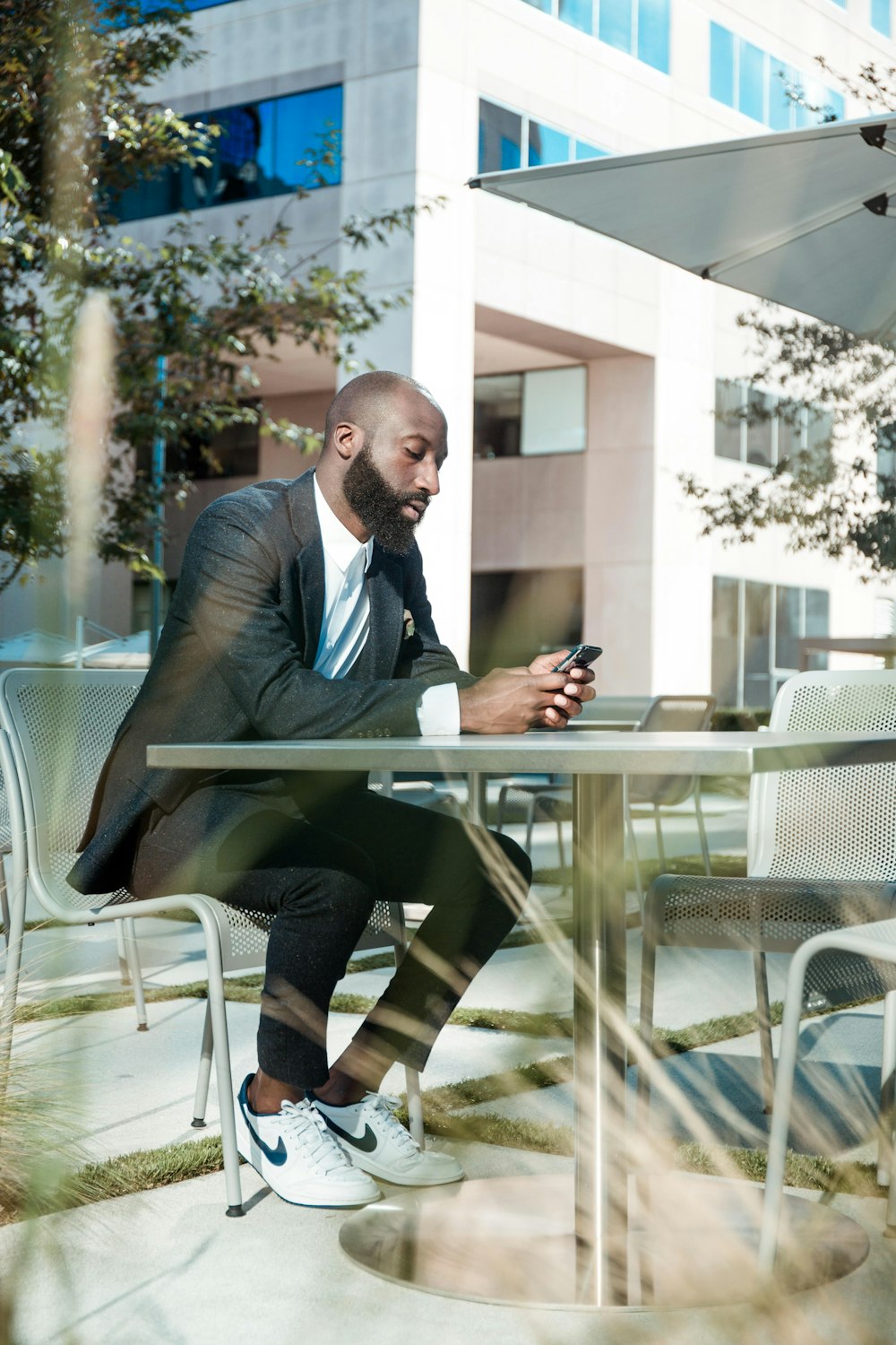 man looking at phone