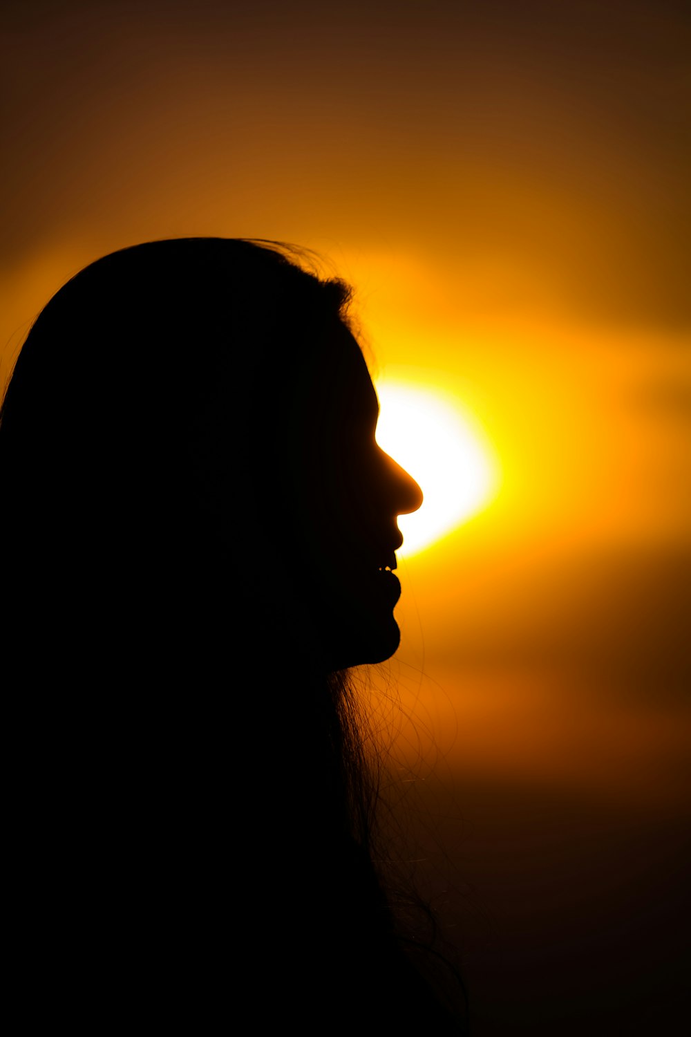 silhouette photography of smiling woman