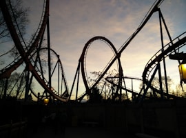 roller coaster ride during golden hour